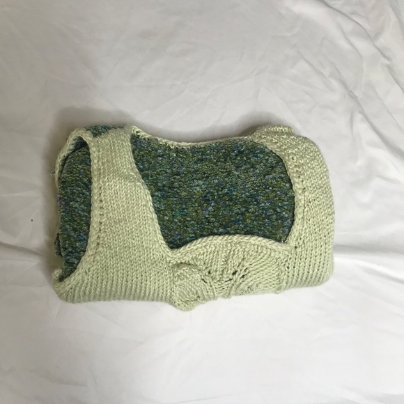 Handmade Knit Tank Top –  Sage Green Mixed Yarn – Sleeveless Boho Style - Picture 15 of 15